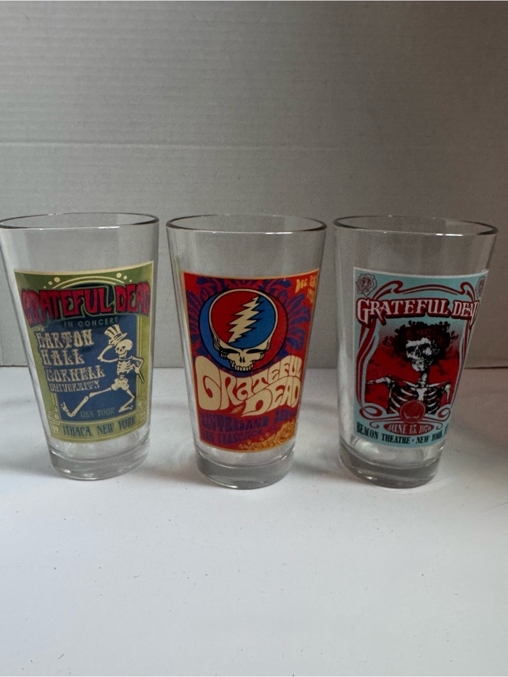 Grateful Dead Pint Glass Set of 3 Glasses Concert Poster Designs